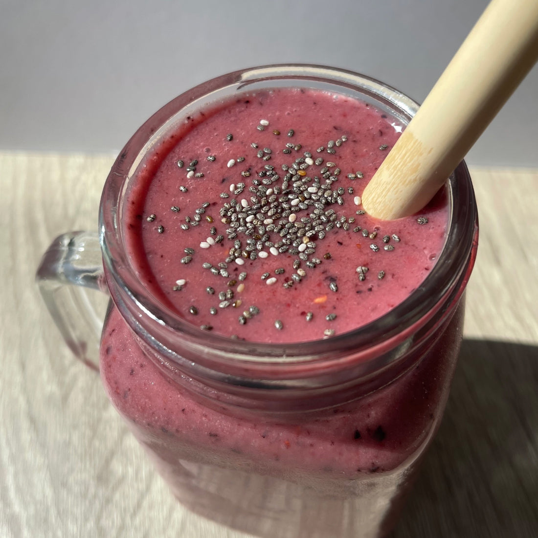 Superfood smoothie with berries and chia seeds