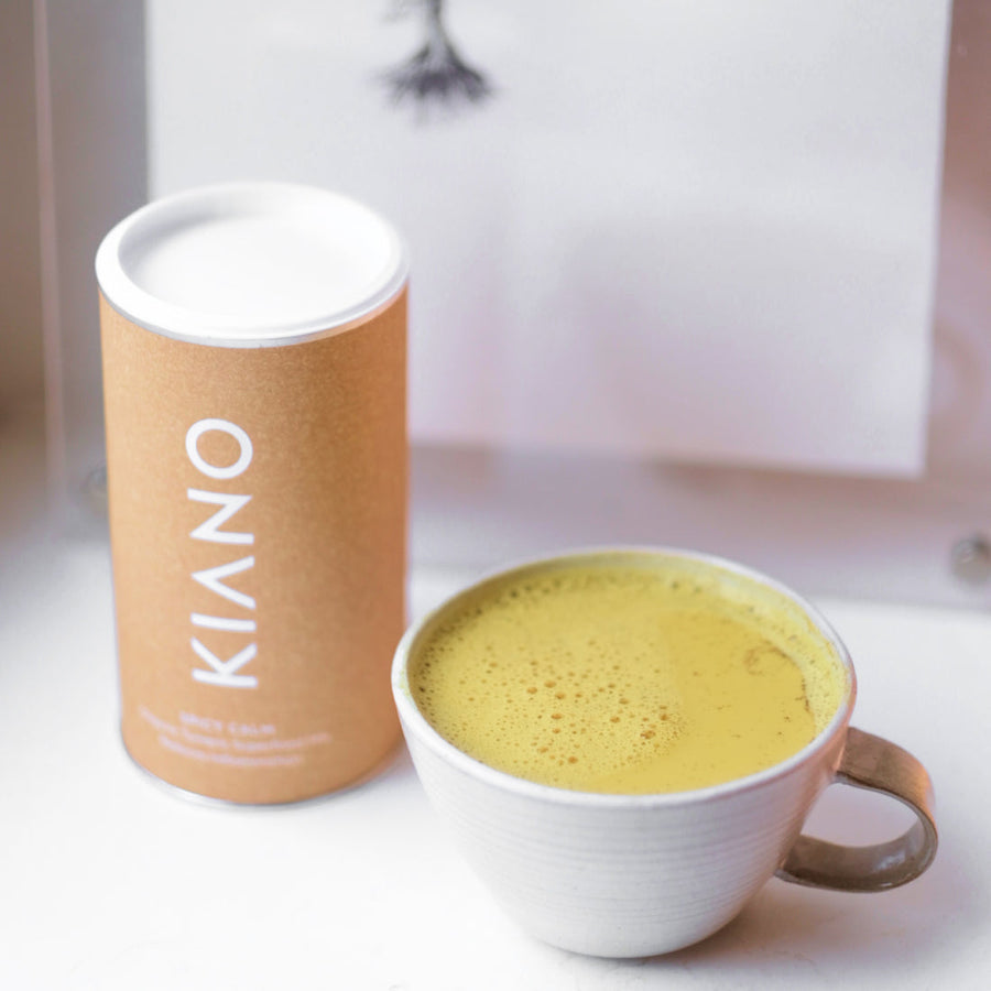 Golden milk turmeric latte with superfoods